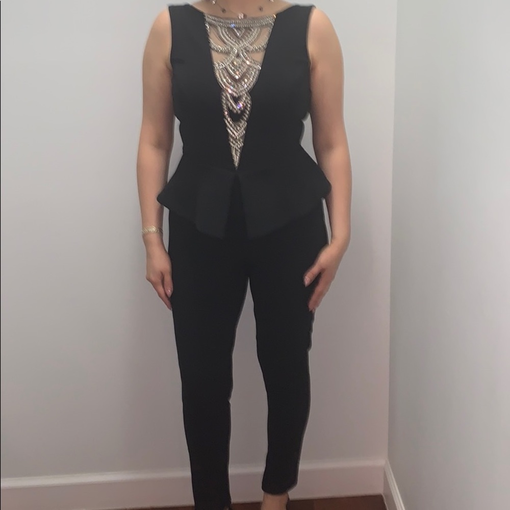 Classy black detailed gem jumpsuit